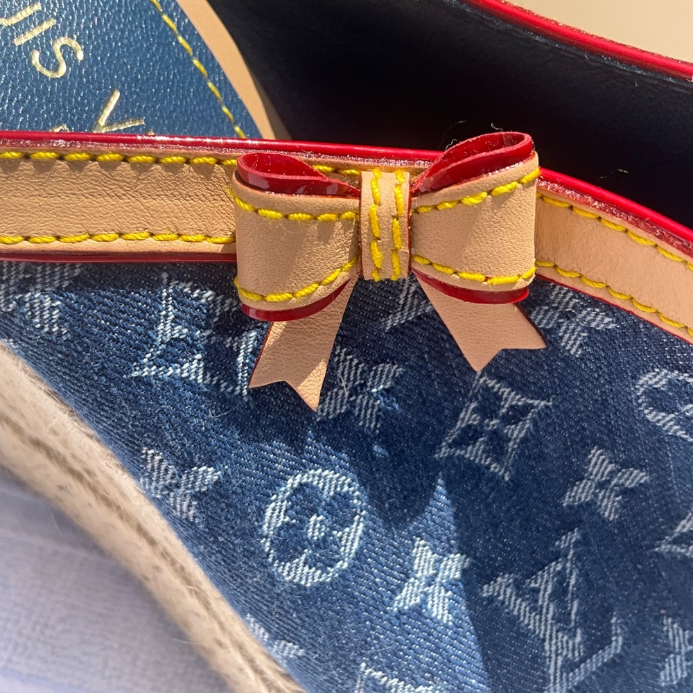 Louis Vuitton Blue Monogram Denim Wedge Espadrilles - Picture 11 of 14